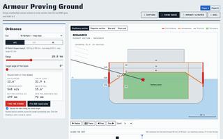 Screenshot of Armour Proving Ground: a shell hitting a battleship cross-section