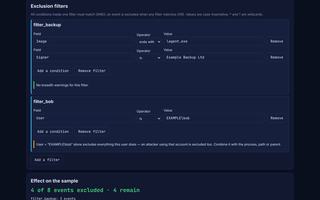 Screenshot of the Detection Desk tuning helper with breadth warnings