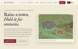 Screenshot of the Pré Carré landing page with a model of Freiburg