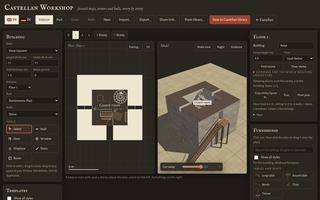 Screenshot of the Castellan Workshop: a keep in plan and 3D